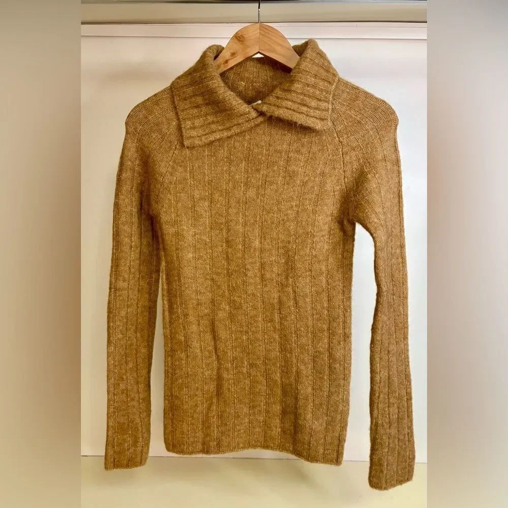 NWOT Lita By Ciara Tan Alpaca Wool Blend Collared Sweater-Size XS- Revolve